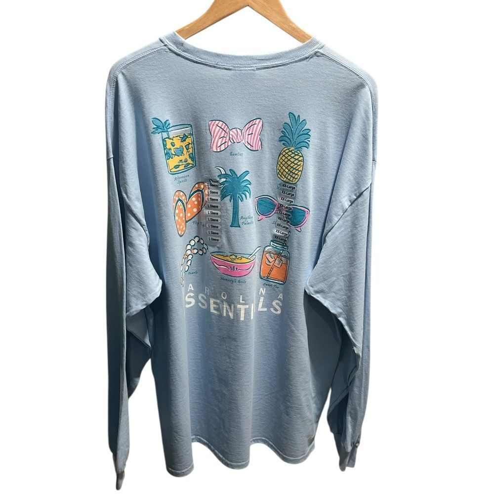 Eat More Tees Carolina Essentials Long Sleeve Tee 2XL Blue Graphic Shirt NWT